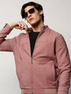 Men Mauve Solid Casual Bomber Jackets-ZD-3803-Mauve