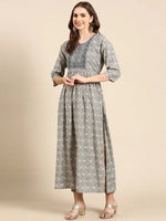 Women's Grey Printed Anarkali Kurta-SKC-1036-Grey