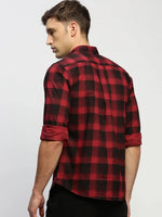 Men Maroon Checked Shirt-CLEON-1784-Maroon