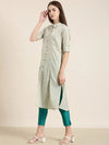 Women Sea Green Striped A-Line Kurta-NJ-1084352-Seagreen