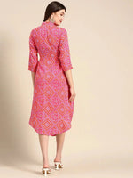 Front Cowl Midi Dress in Pink