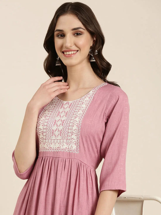 Women Pink Solid Anarkali Kurta-SKC-1198-Pink