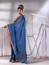 Shappire Blue Soft Cotton Saree With  Zari Stripe Designs-MA55CT06530049