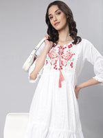 Women White Solid Fit and Flare Kurti-TL-3-White