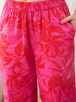 Women Magenta Floral Shirt With Lounge Pants