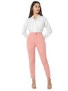 Smarty Pants Women's Cotton Lycra High Raise Waist Ankle Length Rose Gold Formal Trouser