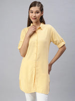 Women's Mustard Solid Shirt Dress-AE-444584-Mustard