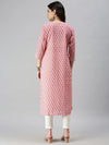 Women's Pink Printed Straight Kurta-JC57-Pink