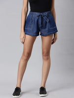 Women Navy Blue Solid Shorts-LT-S-10154-Navyblue