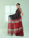 Black Patli Pallu Cotton Saree With Texture Design-MA59CT06570024