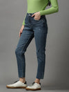 Women's Blue Solid Slim Fit Denim Jeans-GZ-5174-3-Blue