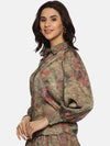 Floral Brown Satin Shirt-17326