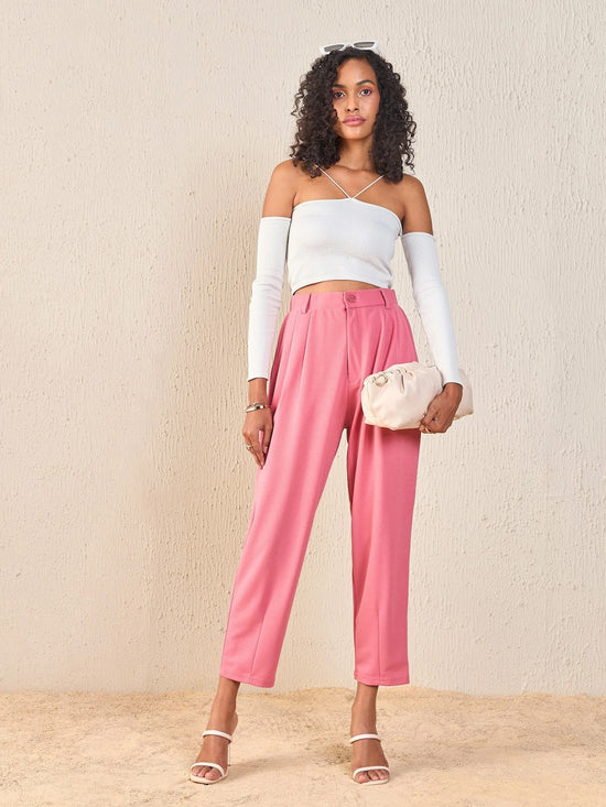 Women Pink Tapered Pants