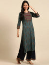 Women's Teal Printed Kurta Set-GW-2404-Teal