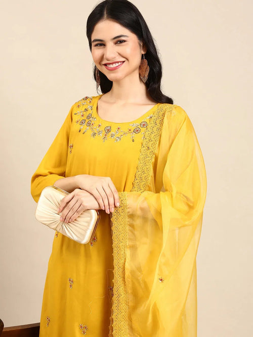 Women's Yellow Solid Kurta Set-FS-2671-Yellow