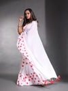 White Pure Cotton Ruffle Saree-MA54CT33660081