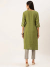 Women's Green Solid Straight Kurta-DF-1191-Green