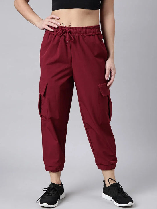 Women Solid Slim Fit Maroon Joggers Track Pant-AE-10905-Maroon