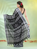 Black Cotton Soft Saree With Checkbox Designs-MA62CT331100059