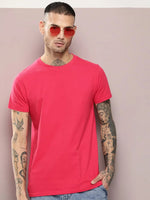 Dillinger Men's Dark Pink Plain T-Shirt