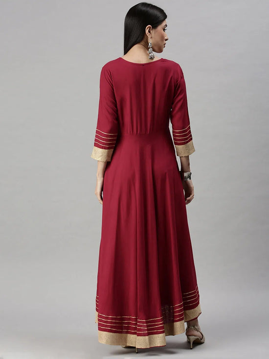 Women's Maroon Solid Anarkali Kurta-FS0024-Maroon