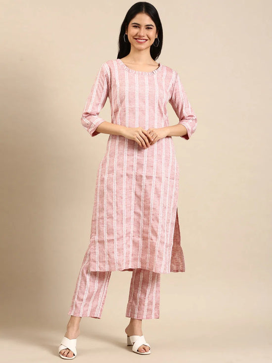 Women's Pink Solid Kurta Set-SKC-3319-Pink