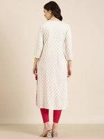 Women Off White Floral Straight Kurta-AT-A776-K-Offwhite