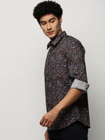 Men Black Printed Shirt-PRISM-M204-1611-Black