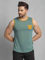 Rigo Self Texture Stripe Cotton Sleeveless Vest T-Shirt