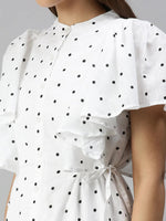 Women's White Printed Shirt Dress-ON-S05-White