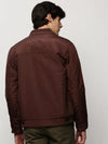 Men Brown Solid Casual Bomber Jackets-ZD-3406-Coffeebrown