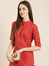 Women Red Geometrical A-Line Kurta-NJ-1084352-Red