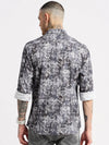 Men Spread Collar Geometric Grey Casual Shirt-PELSIC-2253-Grey