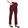 Smarty Pants Women's Cotton Lycra Straight Leg Wine Color Formal Trouser