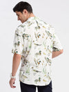 Men Spread Collar Animal Off White Casual Shirt-ZEPTO-2223-Offwhite