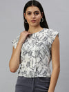 Women White Printed Corset Top-AE-10212-Whitenavyblue