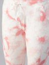 Women's White Tie Dye Track Pants-AF-1772-Whitepink