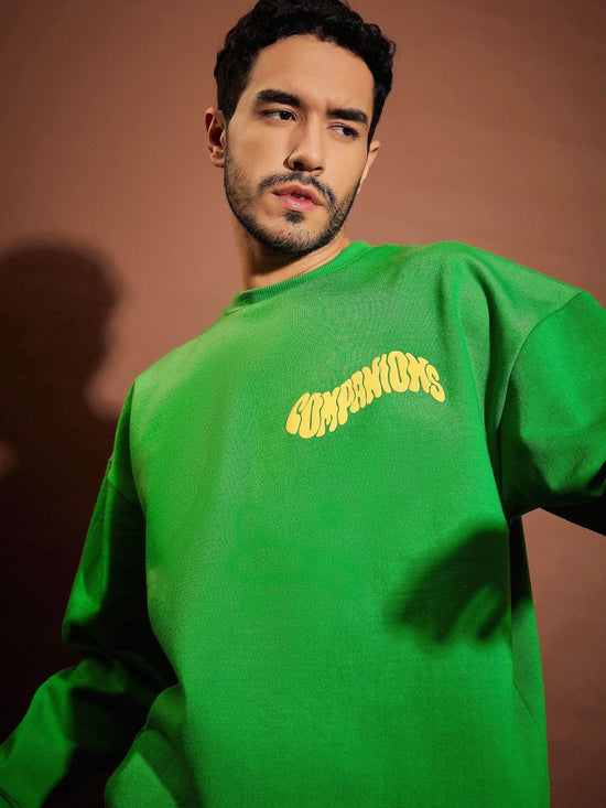 Men Green Companions Oversized Sweatshirt