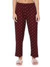 Smarty Pants Women's Cotton Maroon Color Polka Dot Print Night Suit