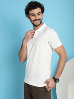 Venitian Men Double Mercerised Printed Polo Neck WHITE T-Shirt for Men