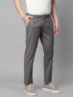 Genips Men's Cotton Stretch Caribbean Slim Fit Self Design Grey Trousers