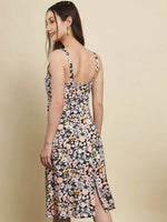 Floral Print Center Cut Out Dress