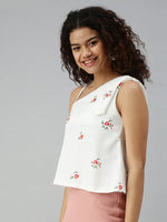 Women's Solid White Top-AE-10195-White