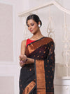 Black Cotton Saree With Zari Borders-MA64BCT401190054