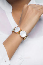 Gold Plated With White Stone Studded Wraparound Bracelet-VOJ210