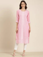 Women Pink Embellished Straight Kurta-SKC-1243-Pink