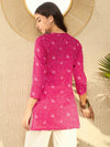 Ahika Women Pink Cotton Blend Bandhani Printed Regular Tunic-VT1289