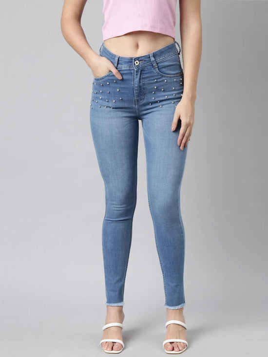 Women Skinny Fit Denim Blue Jean-LT-105535-Blue