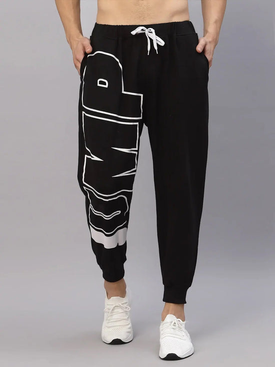 Rigo Black Terry With Jump Placement Printed Jogger