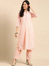 Women's Pink Embroidered Kurta Set-SKC-3334-Peach